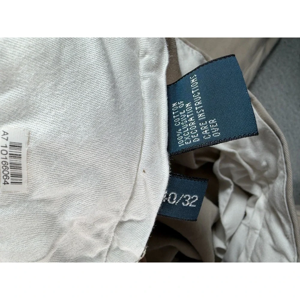 Vintage Polo Ralph Lauren Ethan Pants Men 40x32 Actual (36x30) Tan Pleated Chino